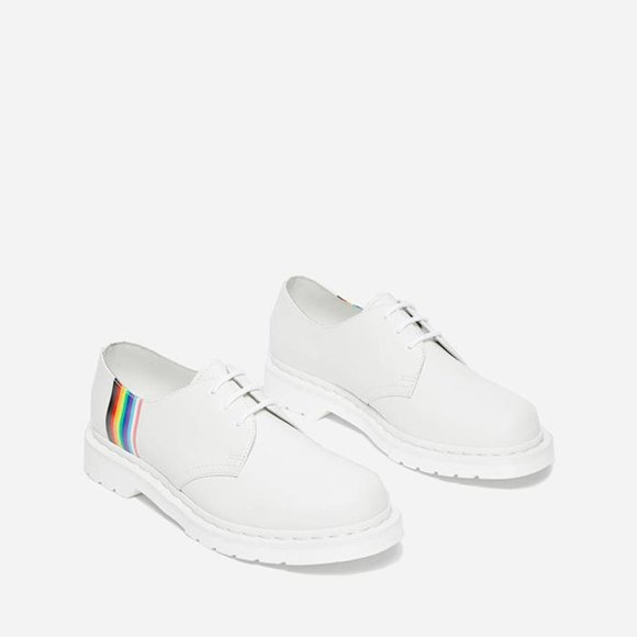 Dr Martens 1461 Pride Womens Shoes White Rainbow WHT 1461 PRIDE 025262 NEW Multi - Picture 4 of 5